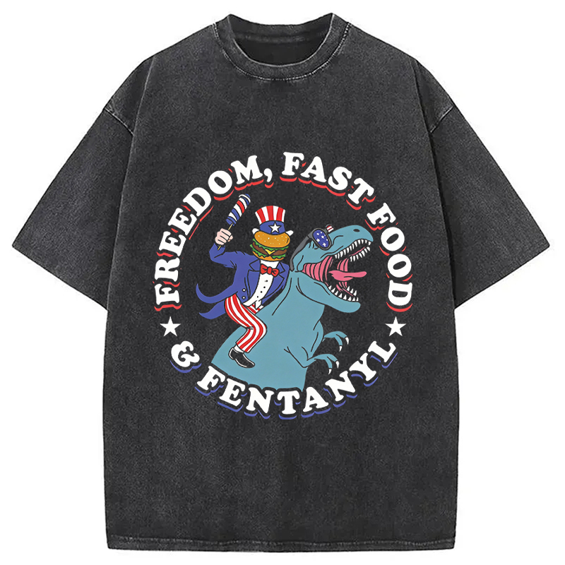 Modecanvas Freedom Fast Food DTG Printing Washed T-Shirt