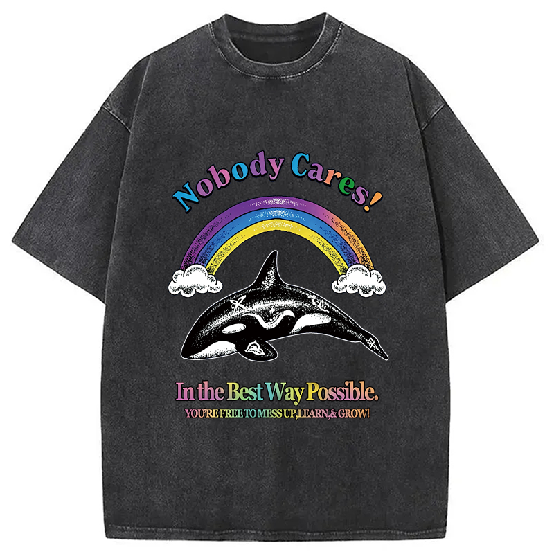Modecanvas NOBODY CARES DTG Printing Washed T-Shirt