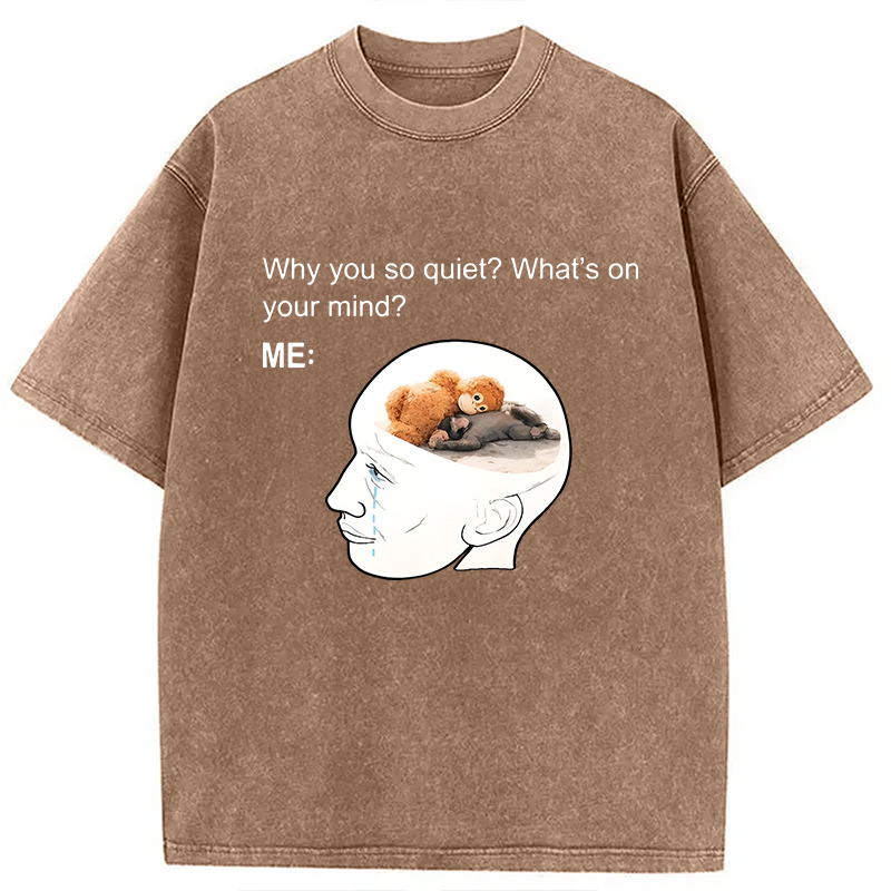 Modecanvas Lonely Baby Monkey Punch DTG Printing Washed T-Shirt