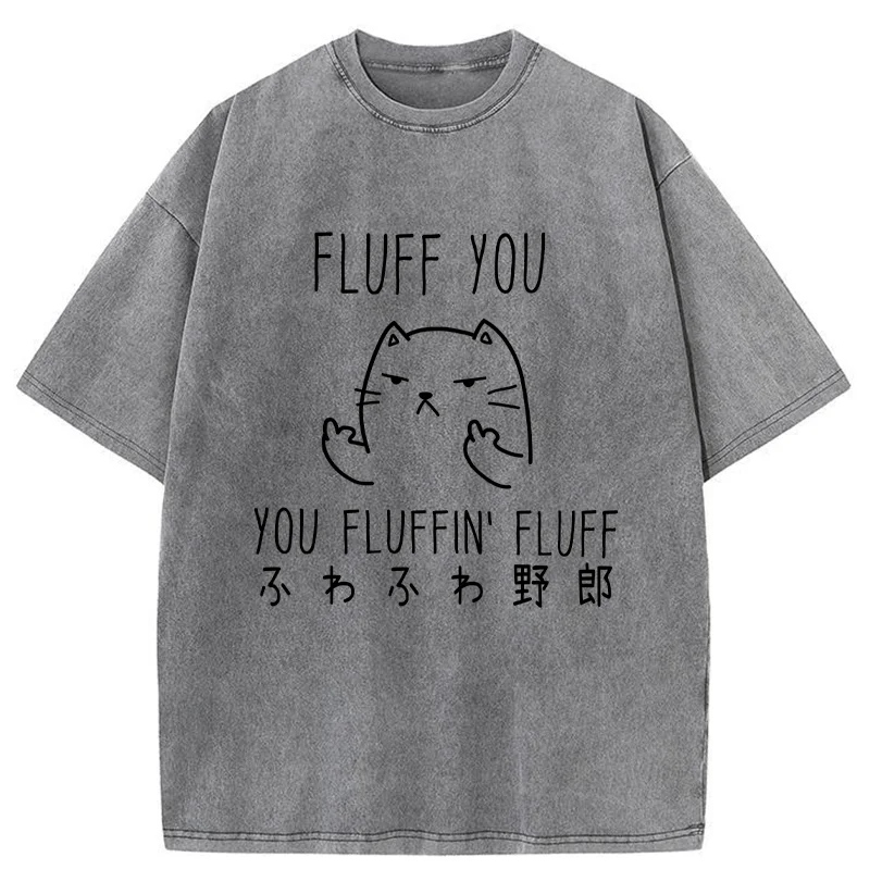 Modecanvas Fluff You Cat Washed T-Shirt