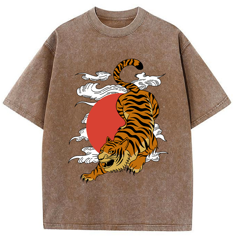 Modecanvas Japanese Fierce Tiger Washed T-Shirt
