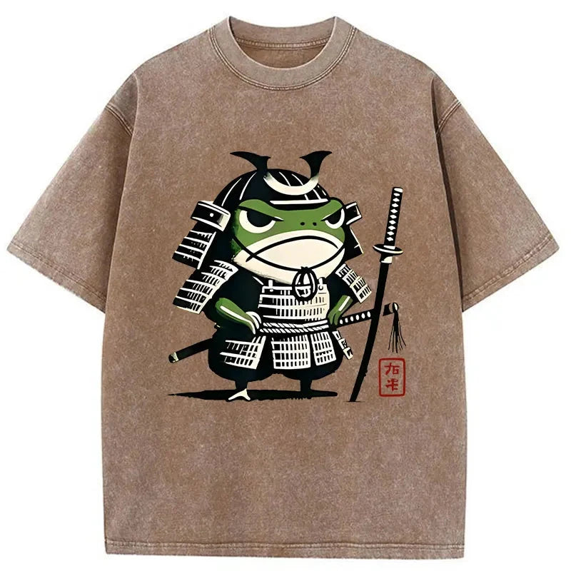 Modecanvas Frog Samurai Japan Washed T-Shirt