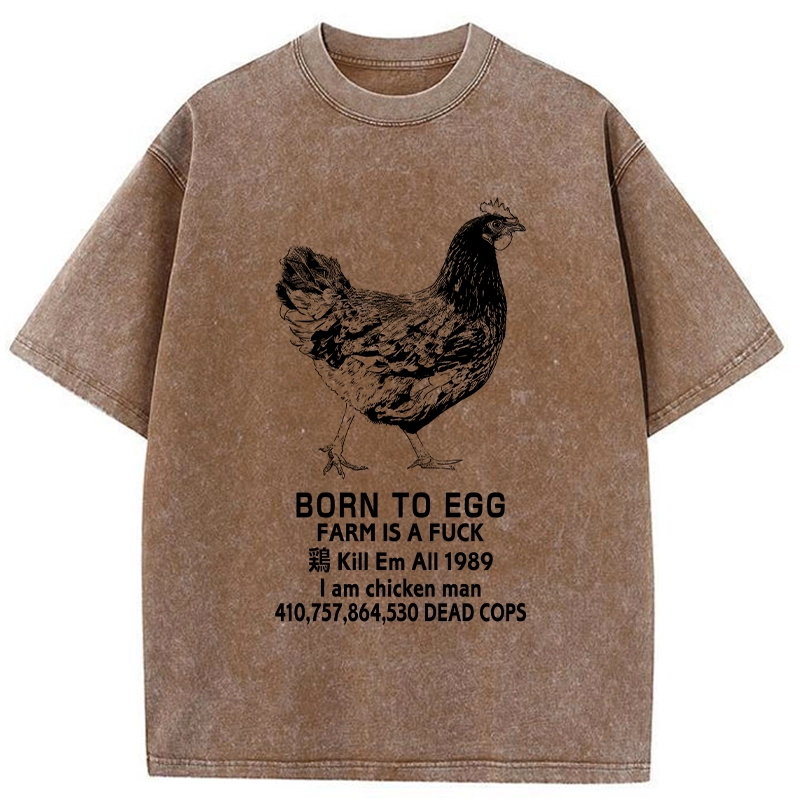 Modecanvas Born To Egg Washed T-Shirt-modecanvas