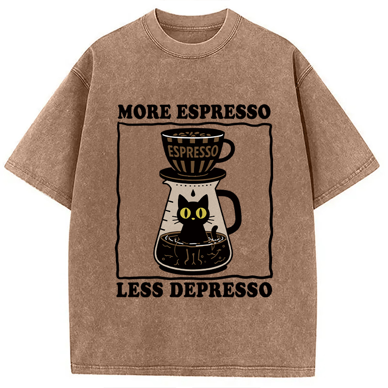 Modecanvas Cats And Coffee Washed T-Shirt