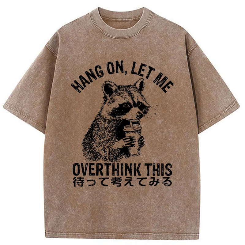 Modecanvas Overthink Raccoon Washed T-Shirt-modecanvas