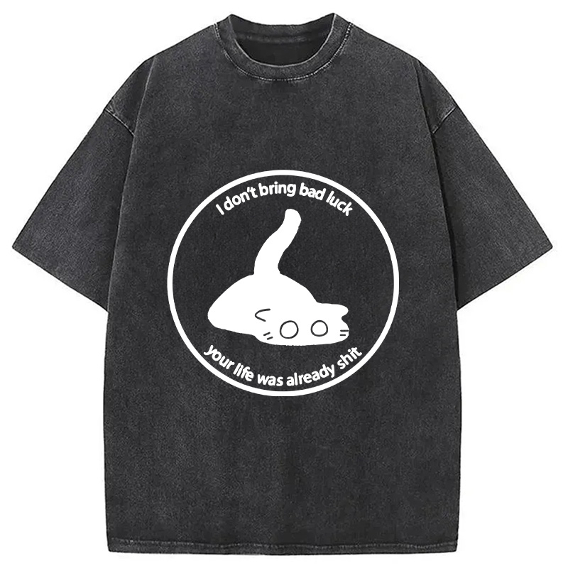 Modecanvas Cat Are Not The Source Of Bad Luck Washed T-Shirt