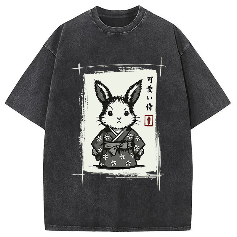 Modecanvas Woodcut Bunny Washed T-Shirt