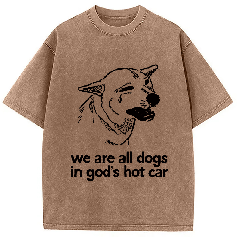 Modecanvas Sad Dog Funny Washed T-Shirt-modecanvas