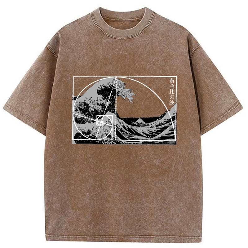 Modecanvas Golden Ratio Wave DTG Printing Washed T-Shirt-modecanvas