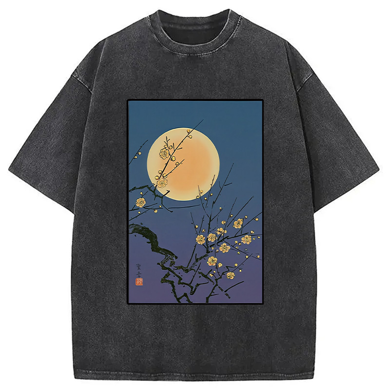 Modecanvas Vintage Moon Painting Washed T-Shirt