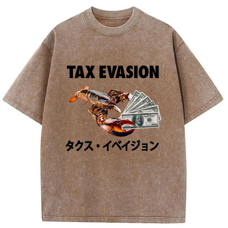 Modecanvas Tux Evasion Funny Washed T-Shirt-modecanvas