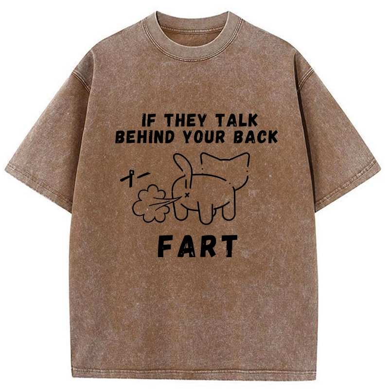 Modecanvas Funny Farting Cat Washed T-Shirt