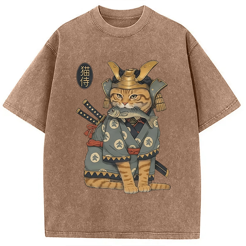 Modecanvas Cat Japanese Genera Washed T-Shirt