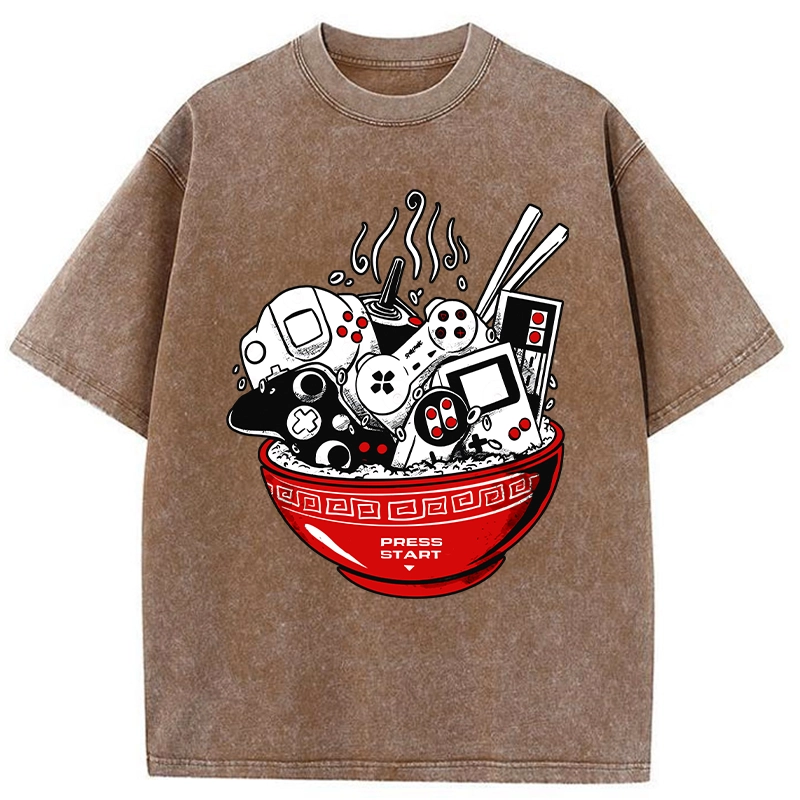 Modecanvas Press To Start The Game Washed T-Shirt