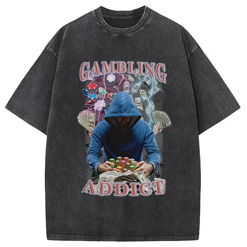 Modecanvas Gambling Addict Washed T-Shirt