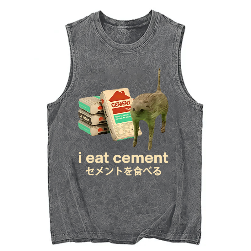 Modecanvas I Eat Cement DTG Printing Washed Tank-modecanvas