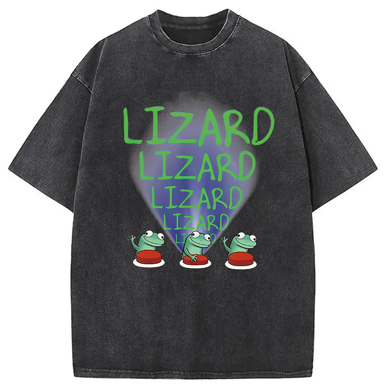Modecanvas Lizard Lizard Lizard Meme Washed T-Shirt