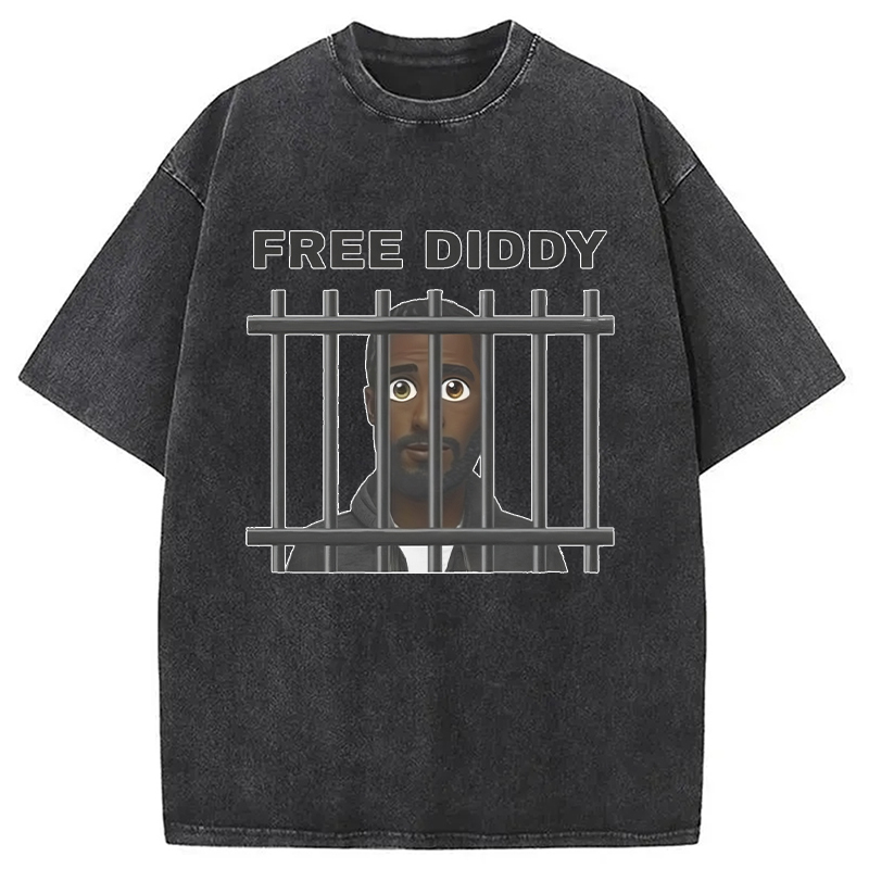 Modecanvas Original Free Diddy Funny Meme Washed T-Shirt