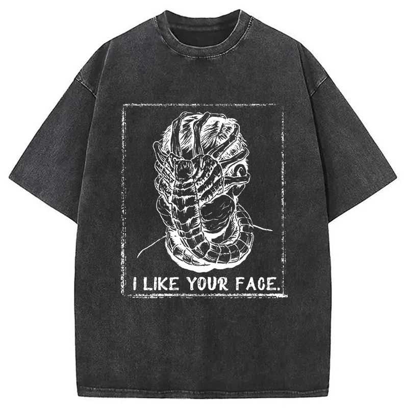 Modecanvas I Like Your Face DTG Printing Washed T-Shirt-modecanvas