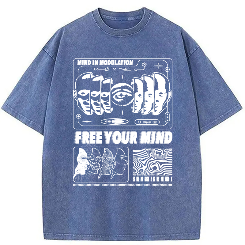 Modecanvas Free Your Mind DTG Printing Washed T-Shirt-modecanvas