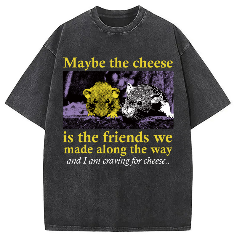 Modecanvas Maybe The Cheese Rat Washed T-Shirt