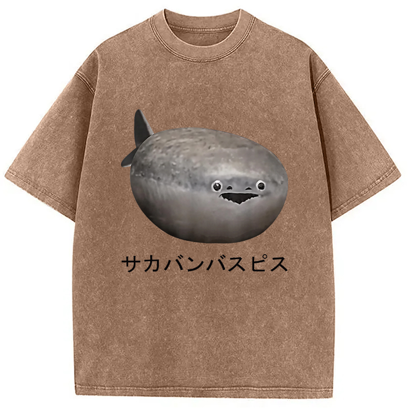 Modecanvas Sacabambaspis Fish Meme Realistic Japanese Washed T-Shirt