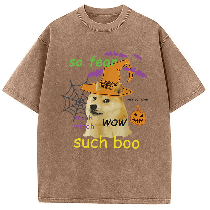 Modecanvas Halloween Doge Washed T-Shirt