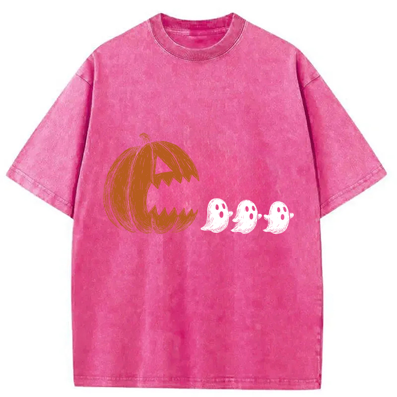 Modecanvas Pumpkin Chasing Ghost Washed T-Shirt