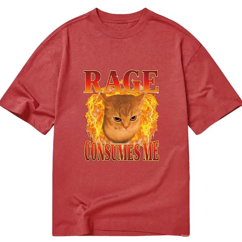 Modecanvas Rage Consumes Me Edgy Funny Cat Meme DTG Printing Classic T-Shirt-modecanvas