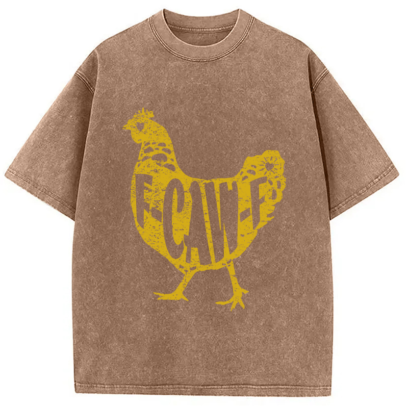 Modecanvas F-CAW-F Hen Funny Chicken Washed T-Shirt
