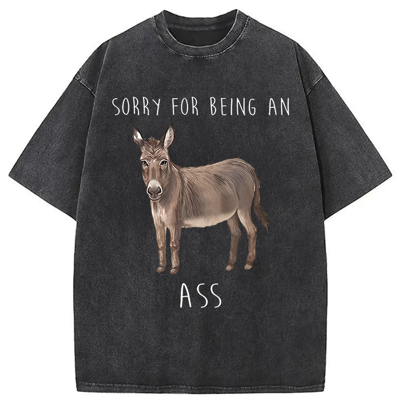 Modecanvas Funny Donkey Meme Washed T-Shirt