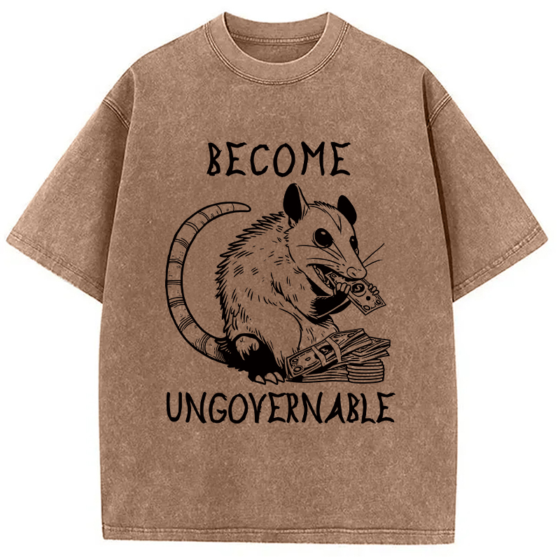 Modecanvas Become Ungovernable Opossum Washed T-Shirt