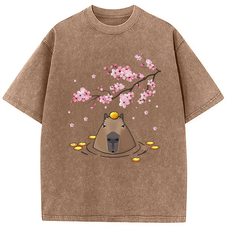 Modecanvas Sakura Cherry Blossom Japanese Washed T-Shirt