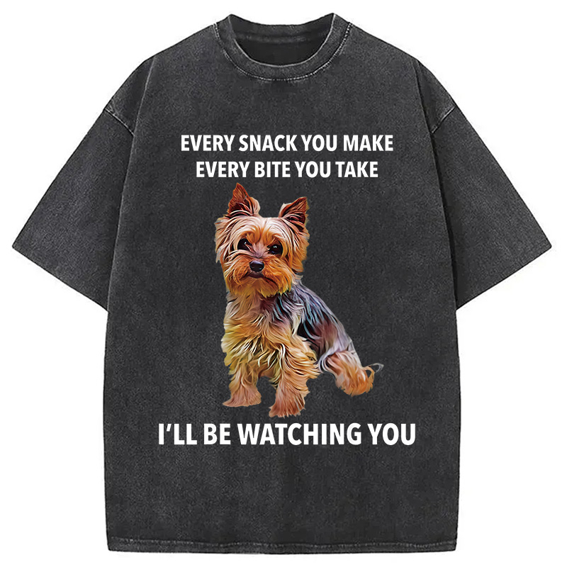 Modecanvas Yorkshire Terrier Funny Meme Washed T-Shirt