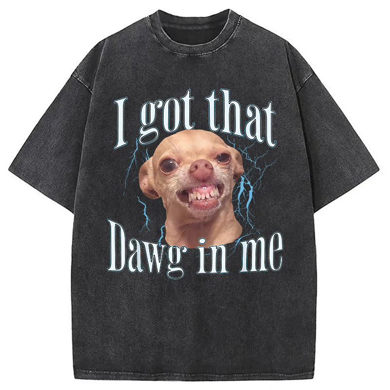Modecanvas Chihuahua Funny Meme Washed T-Shirt-modecanvas