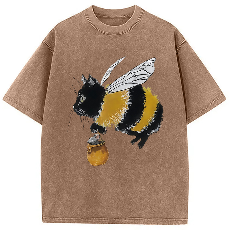 Modecanvas Catbee Funny Washed T-Shirt