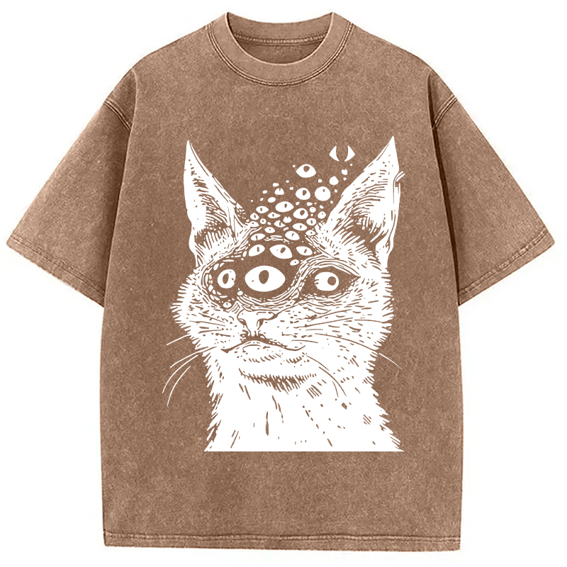 Modecanvas Weirdcore Cat Washed T-Shirt