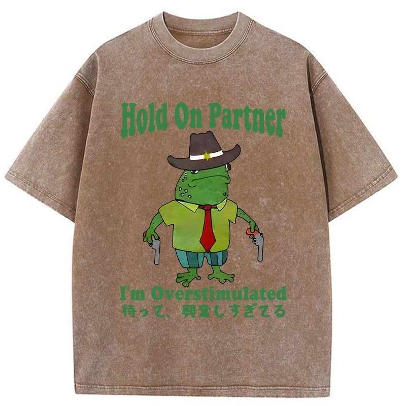 Modecanvas Wait I'm Too Excited Washed T-Shirt