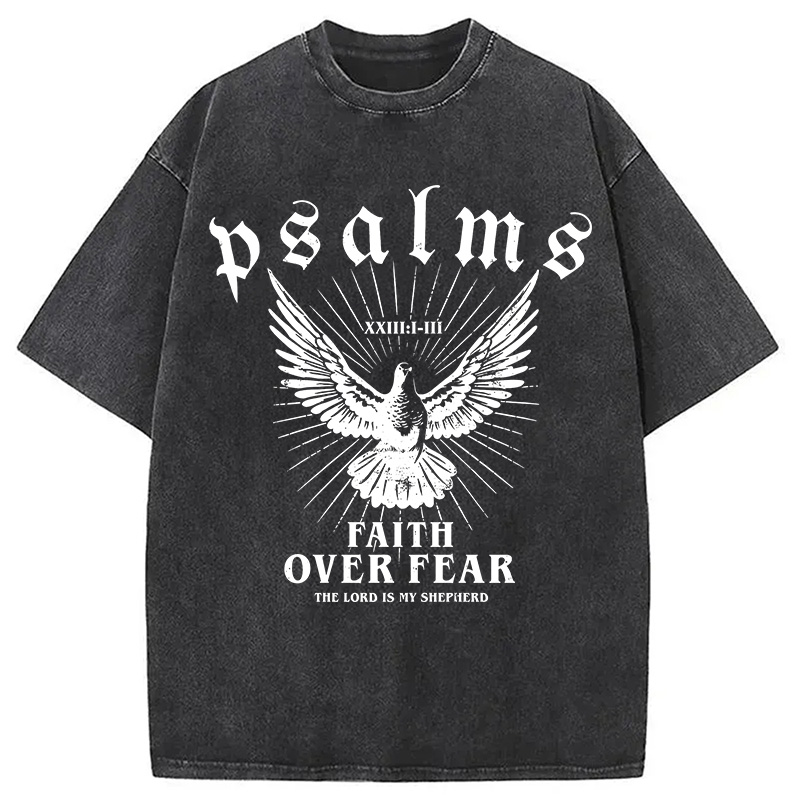 Modecanvas Faith Over Fear Christian Washed T-Shirt