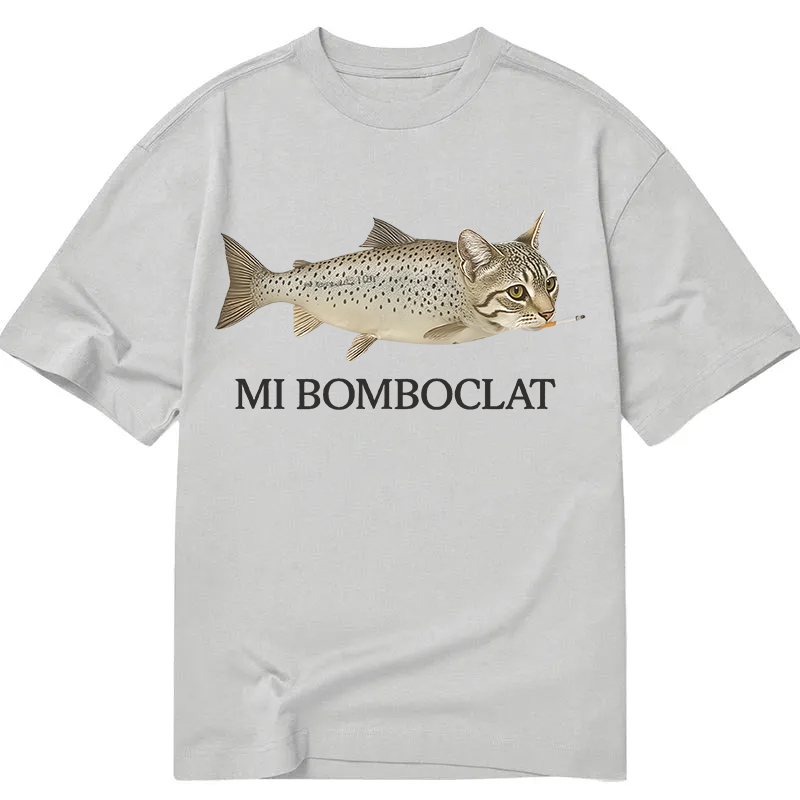 Modecanvas Bomboclat Fish Cat Meme DTG Printing Classic T-Shirt-modecanvas