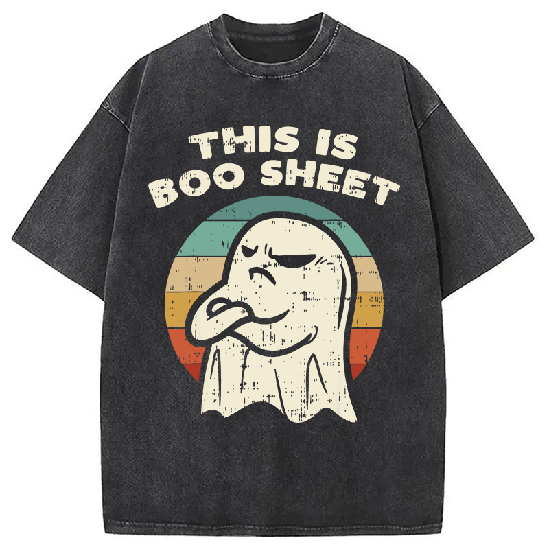 Modecanvas This Is Boo Sheet Ghost Retro Halloween Washed T-Shirt