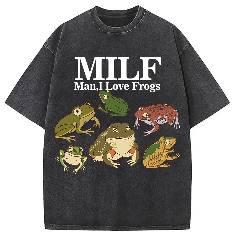 Modecanvas I Love Frogs Washed T-Shirt