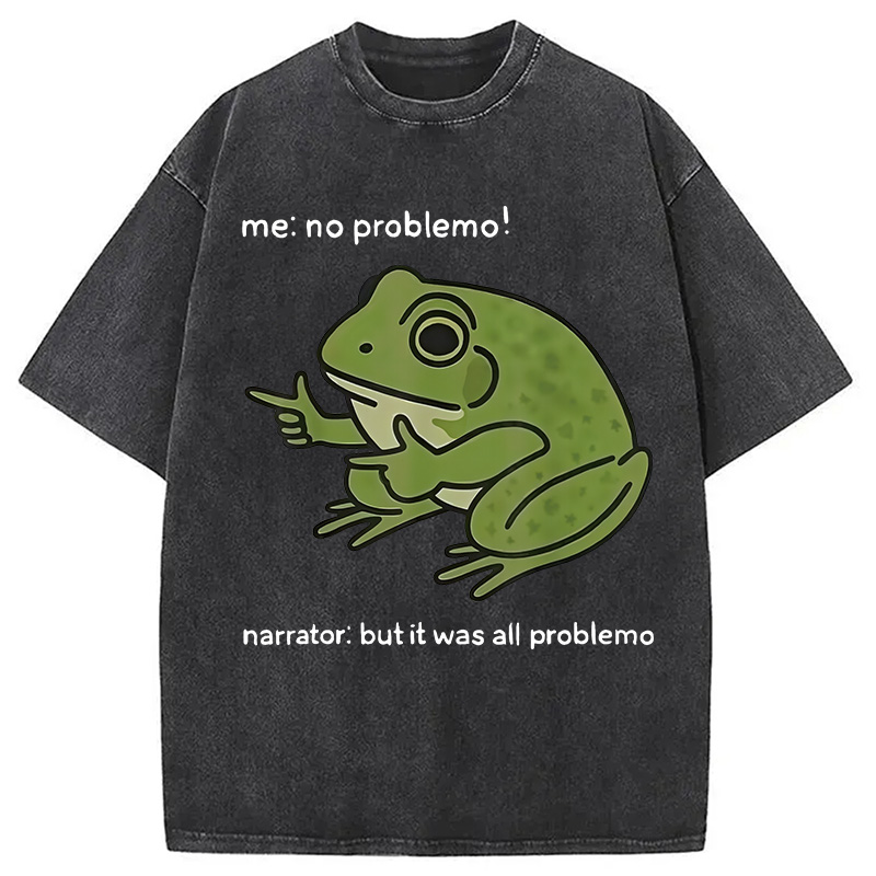 Modecanvas Stupid Frog Meme Washed T-Shirt-modecanvas