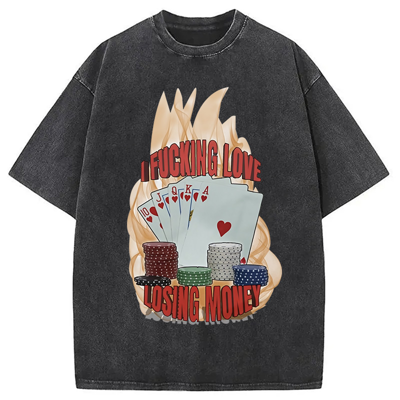 Modecanvas I Love Losing Money Washed T-Shirt-modecanvas