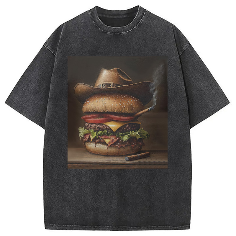 Modecanvas Funny Hamburger Meme Washed T-Shirt