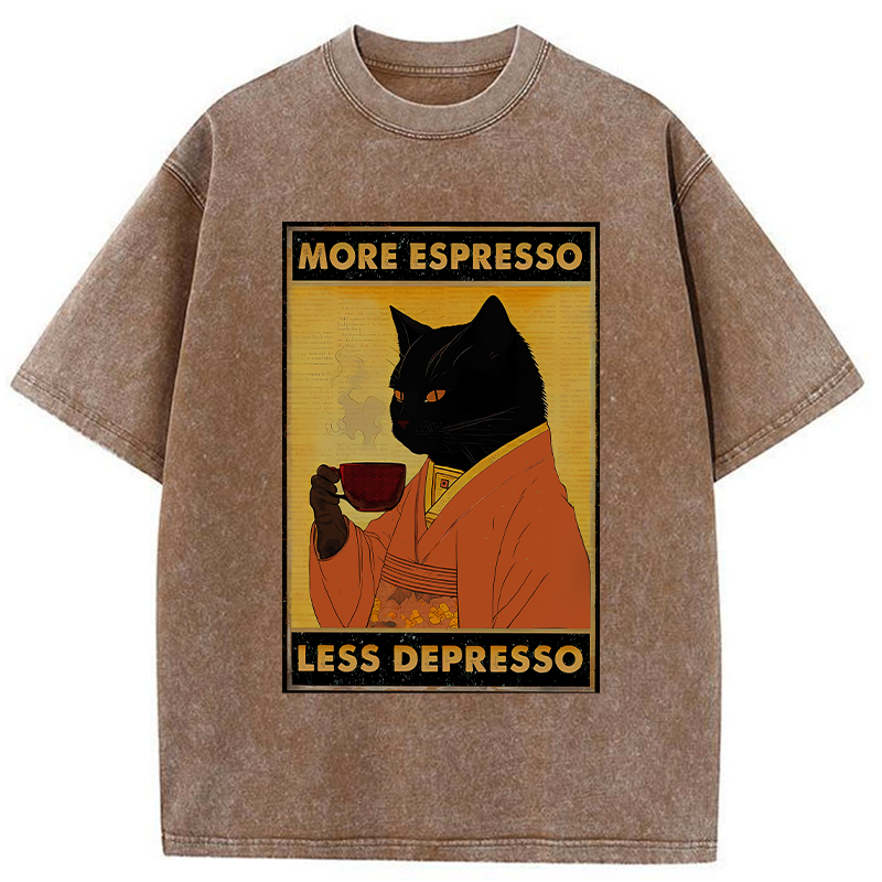 Modecanvas Increase Espresso Decrease Distress Washed T-Shirt-modecanvas