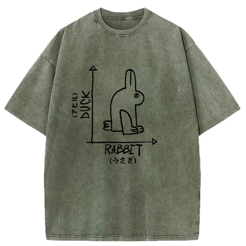 Modecanvas A Rabbit And A Duck Washed T-Shirt