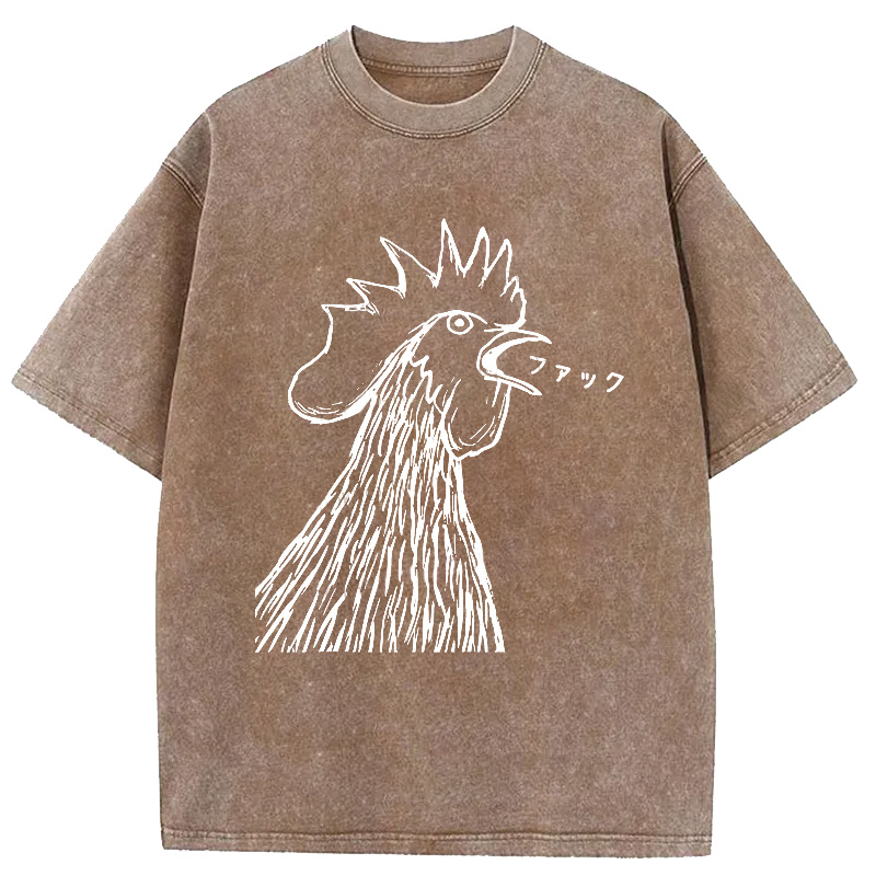 Modecanvas Funny Dirty Talking Chicken Washed T-Shirt