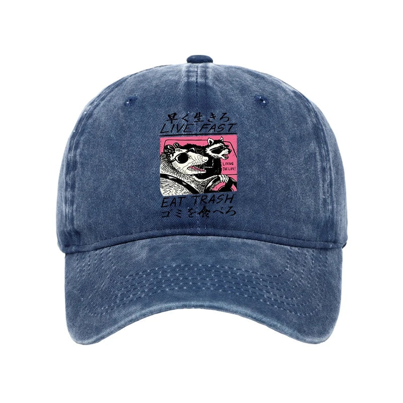 Modecanvas Live Fast Eat Trash Washed Cap-modecanvas