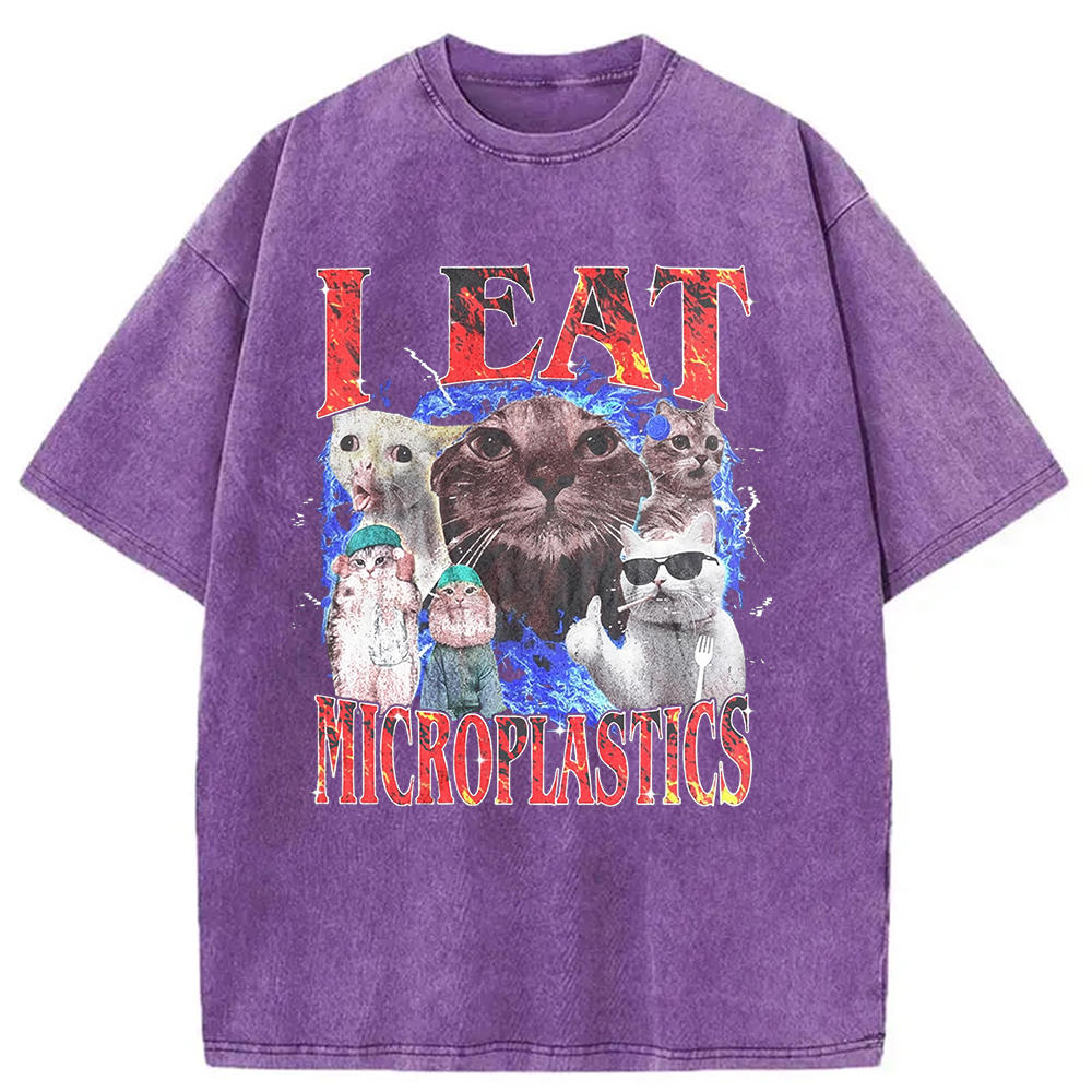 Modecanvas I Eat Microplastics Washed T-Shirt-modecanvas